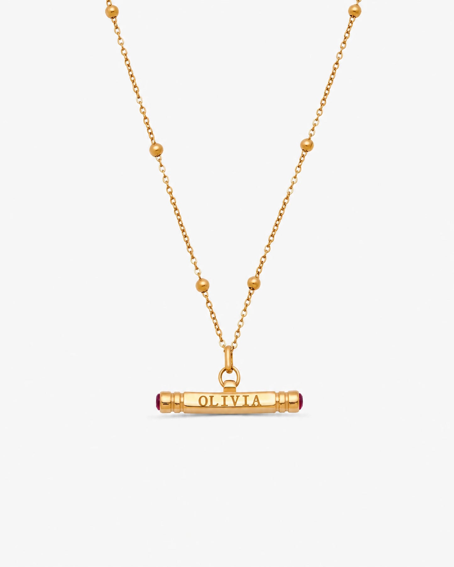Custom Name & Birthstone T-Bar Necklace