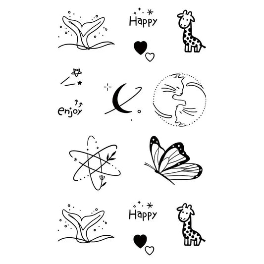 Tatouage baleine papillon girafe