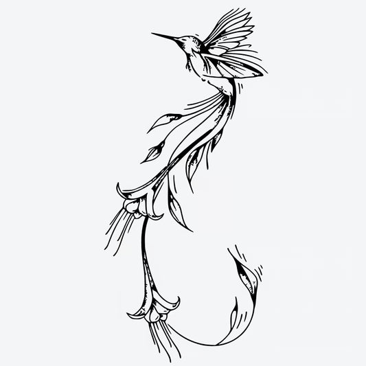 Hummingbird Floral Tattoo