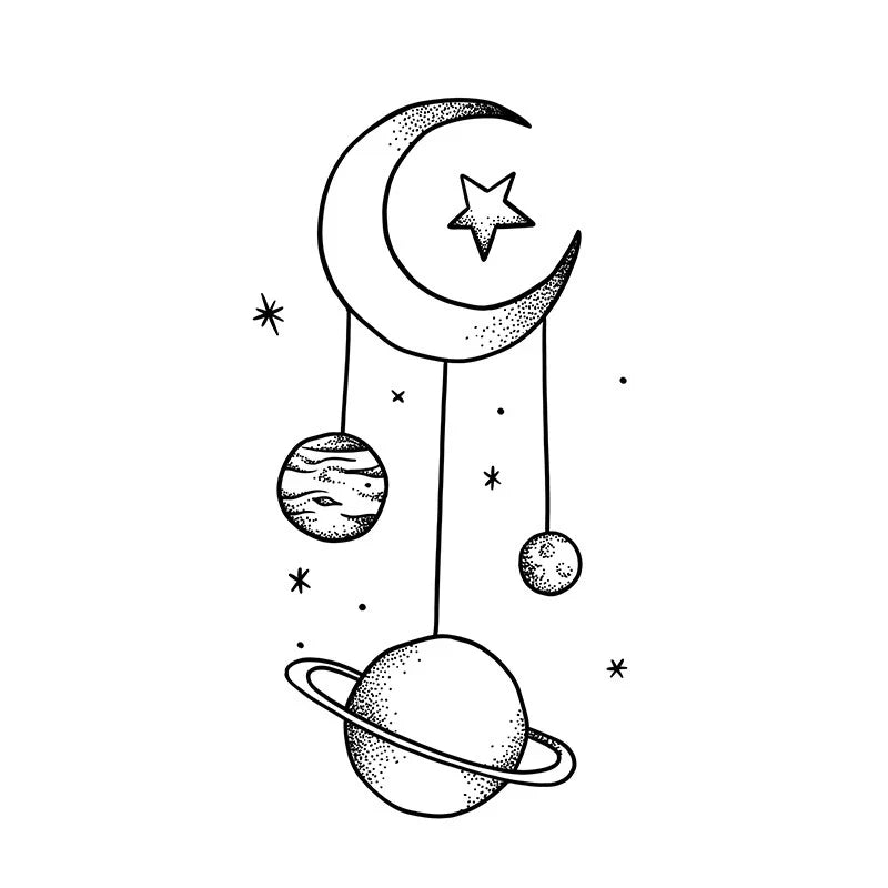 Moon Planet Star Tattoo