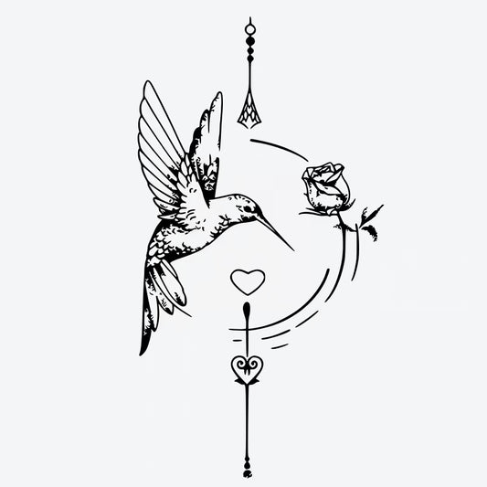 Hummingbird Rose Heart Tattoo