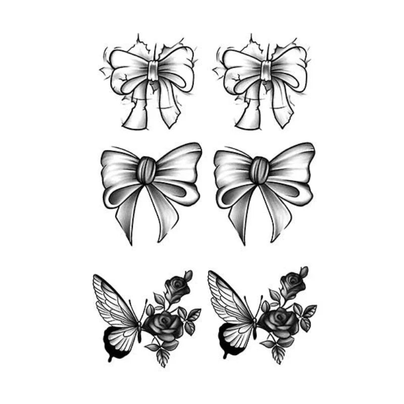 Bow Butterfly Rose Tattoo