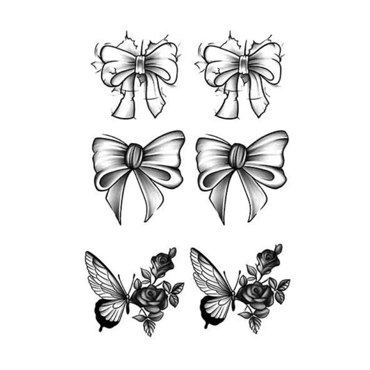 Bow Butterfly Rose Tattoo