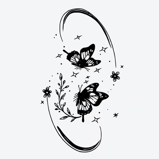 Butterfly Floral Sparkle Tattoo