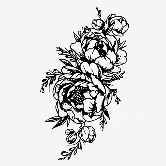 Peony Floral Arrangement Tattoo