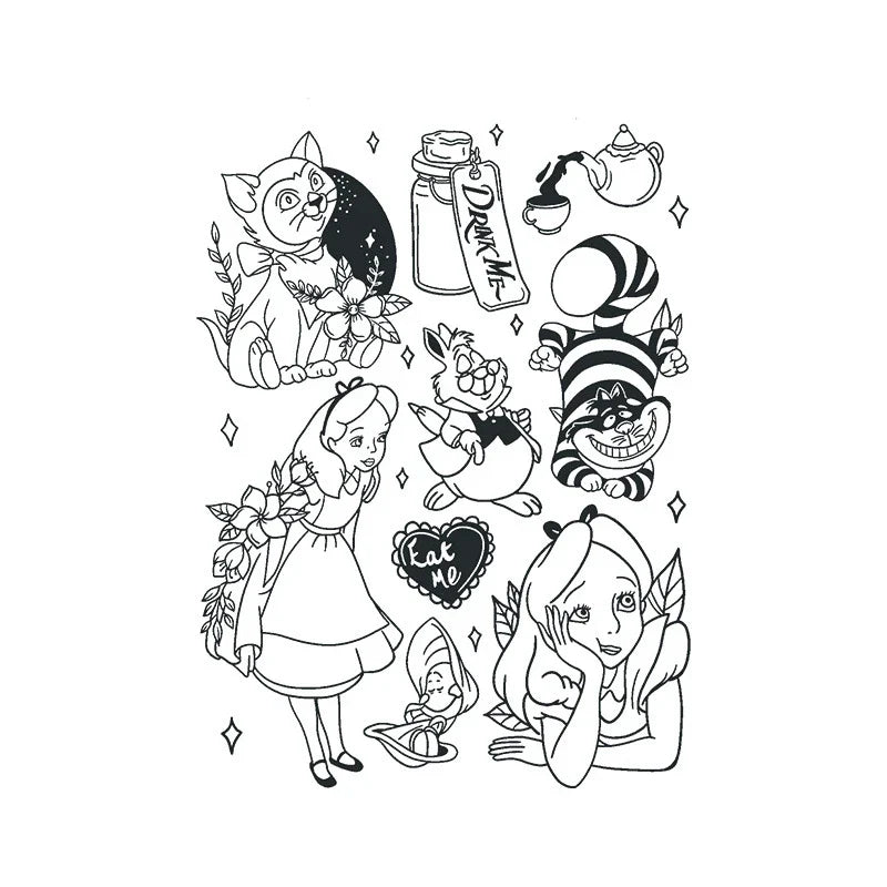 Alice Wonderland Characters Tattoo