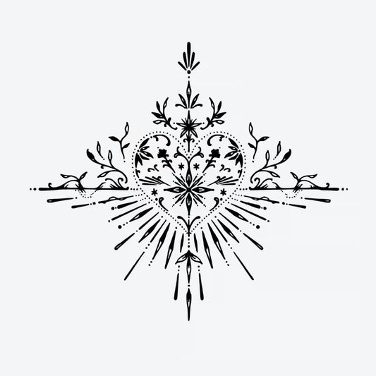 Ornate Heart Sunburst Tattoo