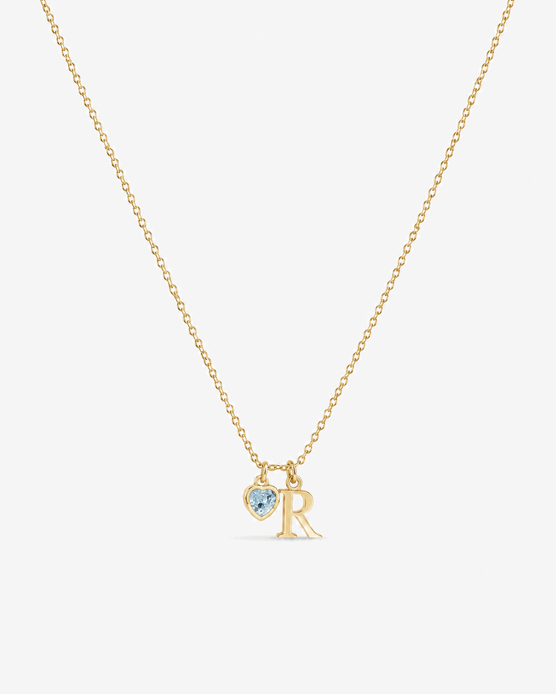 Heart Birthstone & Initial Necklace
