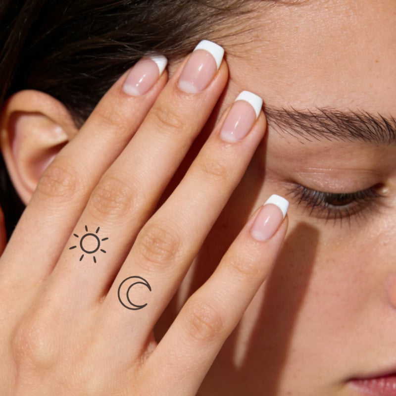 Sun And Moon Finger Tattoo