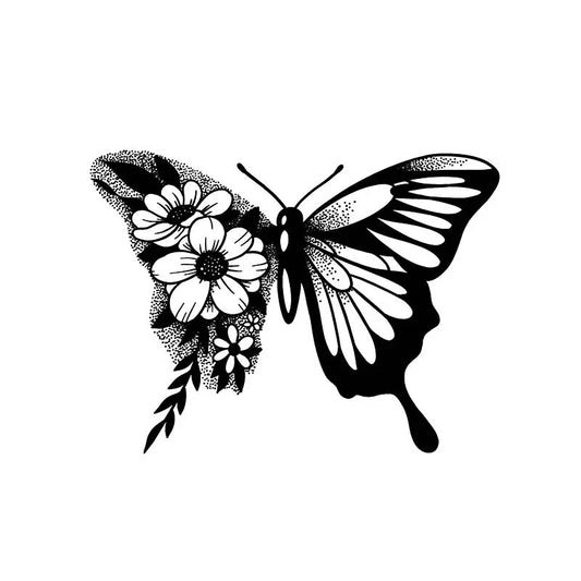 Butterfly Floral Tattoo