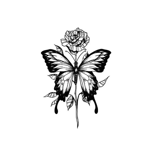 Butterfly Rose Tattoo