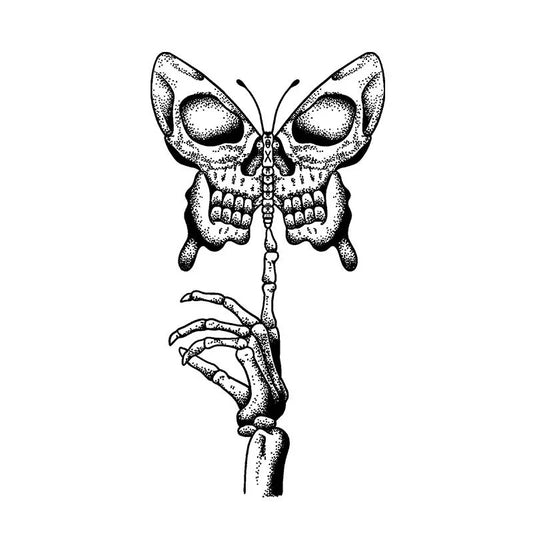 Skeleton Butterfly Hand Tattoo