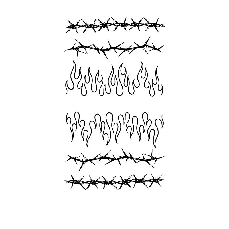 Barbed Wire Flame Series Tattoo