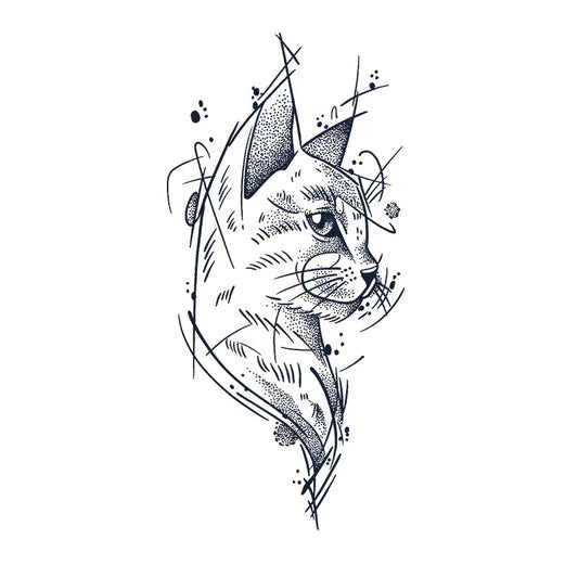 Cat Line Art Tattoo
