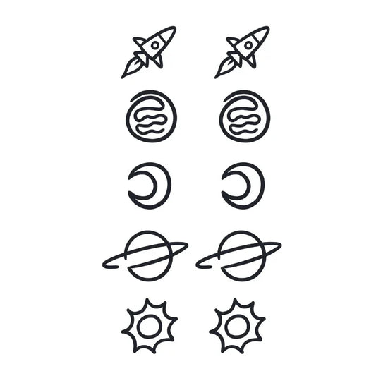 Rocket Moon Sun Planet Tattoo