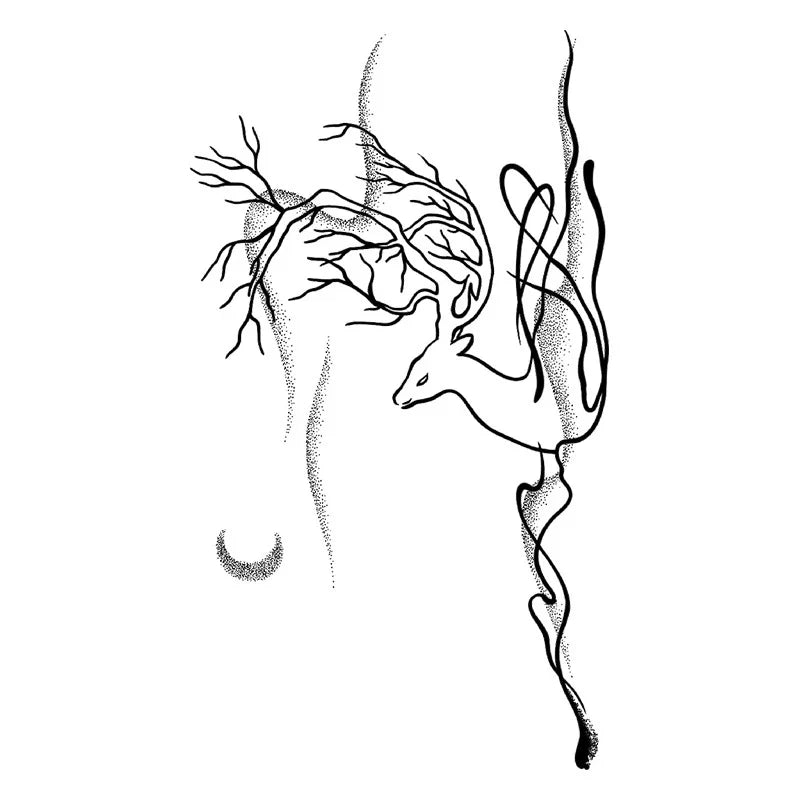Deer Tree Branch Tattoo