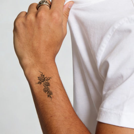 Rose and Cross Symbol Tattoo