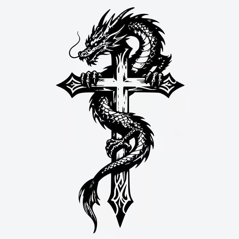 Cross and Dragon Tattoo