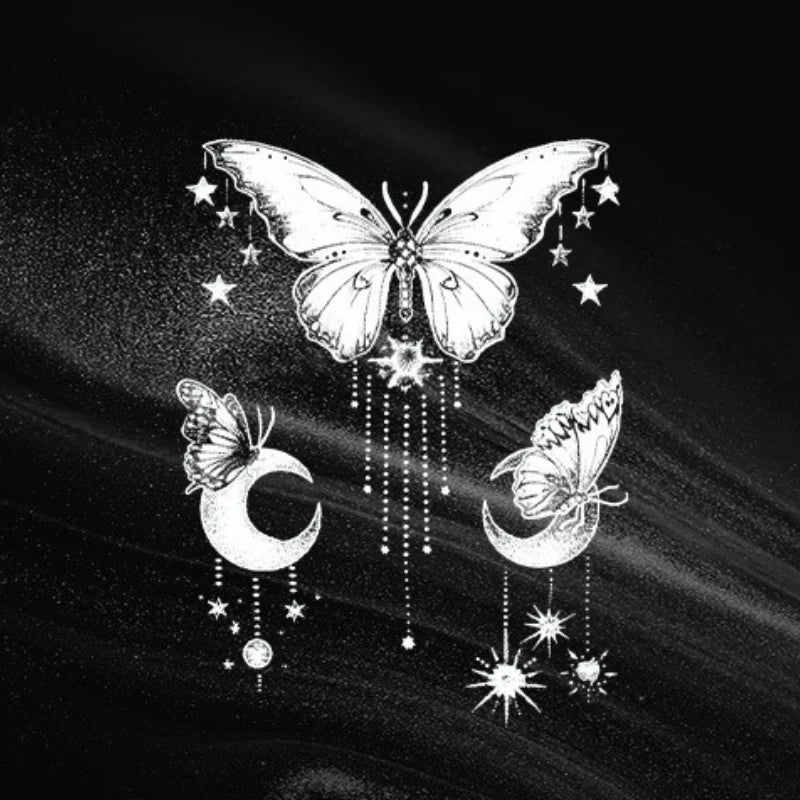 Butterfly Moon Stars Tattoo