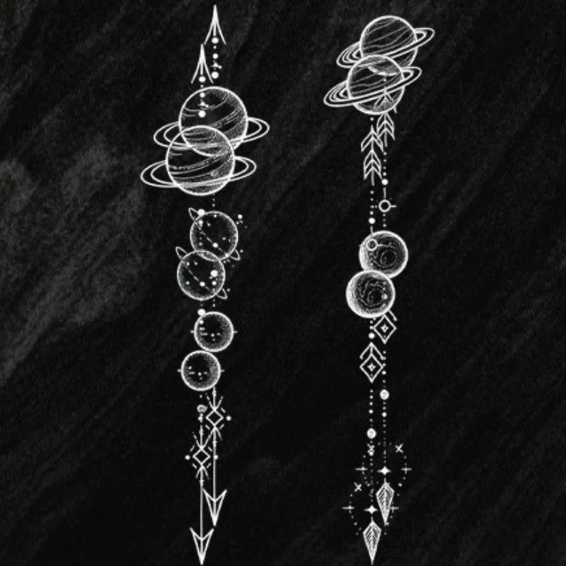 Planetary Arrow Design Tattoo
