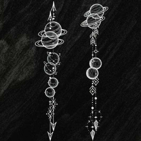 Planetary Arrow Design Tattoo
