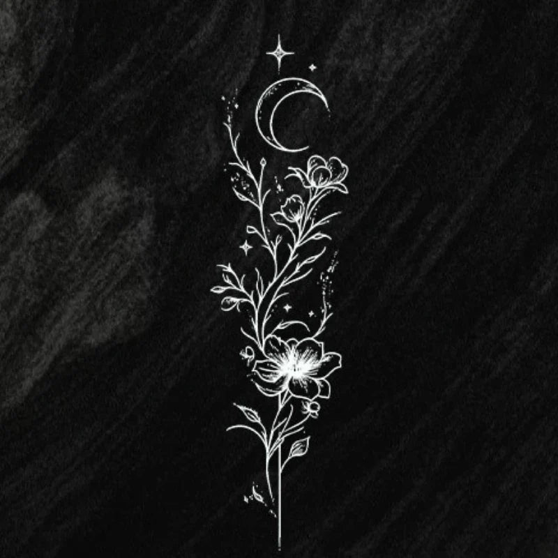 Moon Flower Vine Tattoo