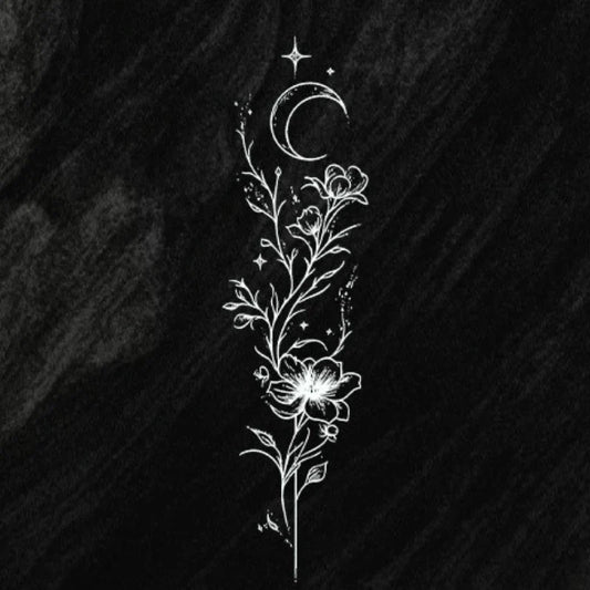 Moon Flower Vine Tattoo