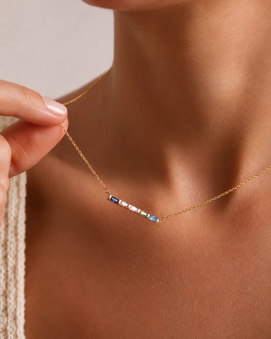Baguette Birthstone Necklace