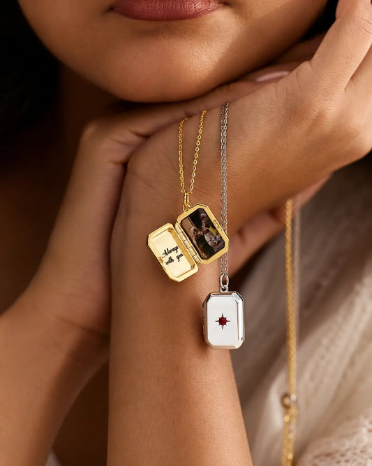 Birthstone Photo Locket Necklace