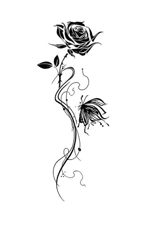 Butterfly And Rose Tattoo