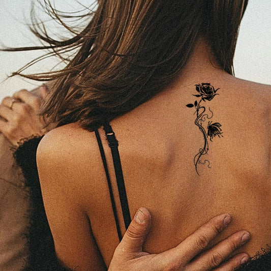 Butterfly And Rose Tattoo