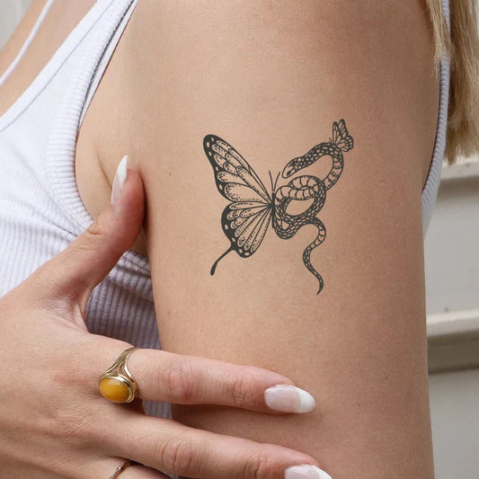 Butterfly And Snake Tattoo
