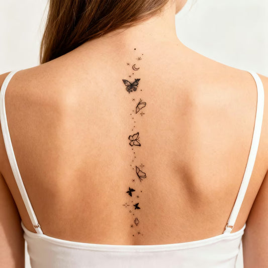 Butterfly Star Moon Tattoo