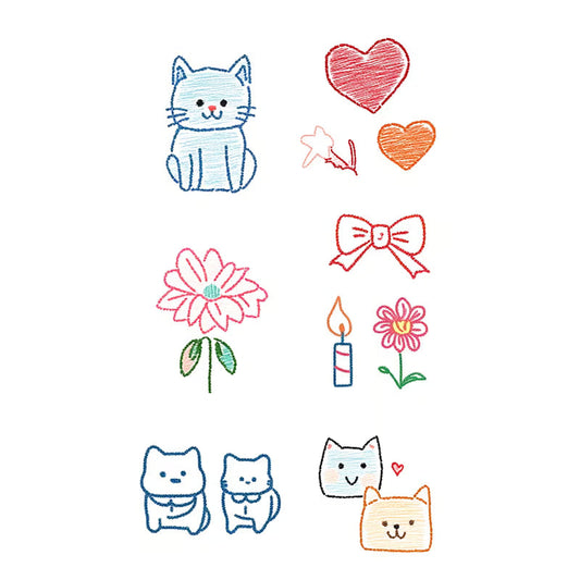 Cute Cat Heart Series Tattoo