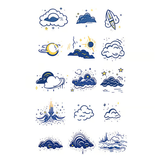 Clouds and Celestial Elements Tattoo