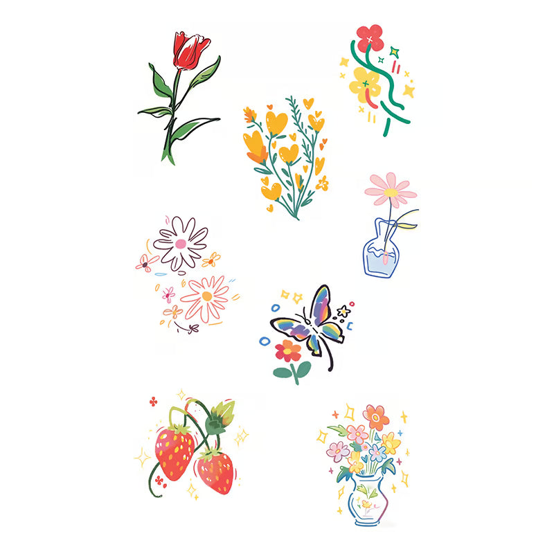 Floral Butterfly Strawberry Tattoo
