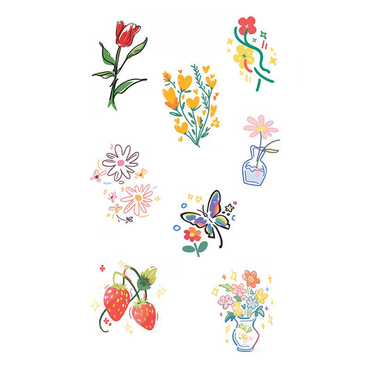 Floral Butterfly Strawberry Tattoo