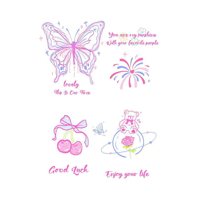 Butterfly Cherry Bear Tattoo
