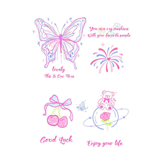 Butterfly Cherry Bear Tattoo