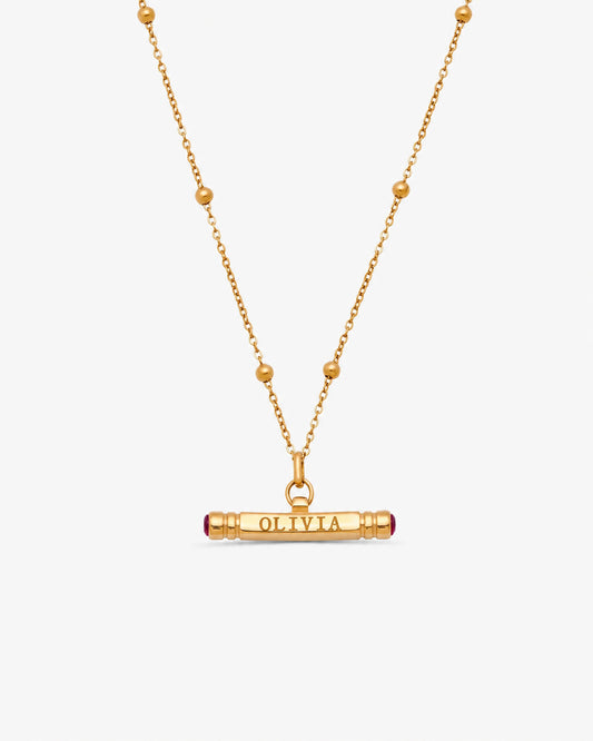 Custom Name & Birthstone T-Bar Necklace