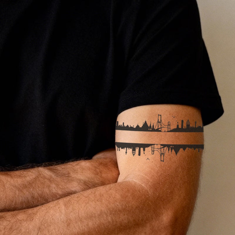 City Skyline Split Tattoo