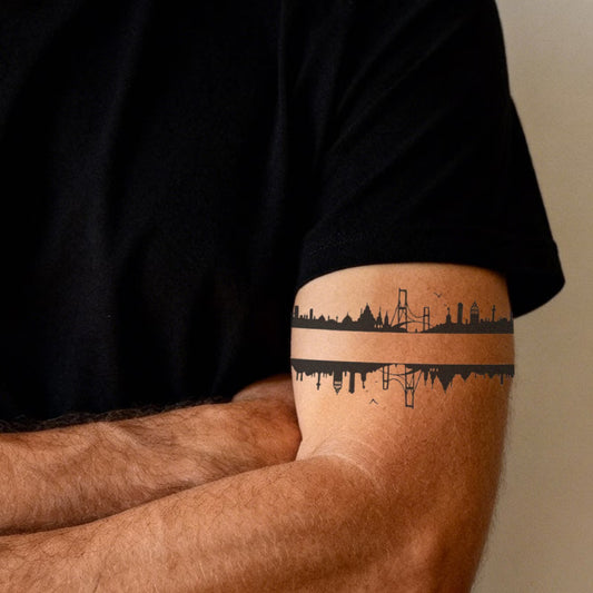 City Skyline Split Tattoo