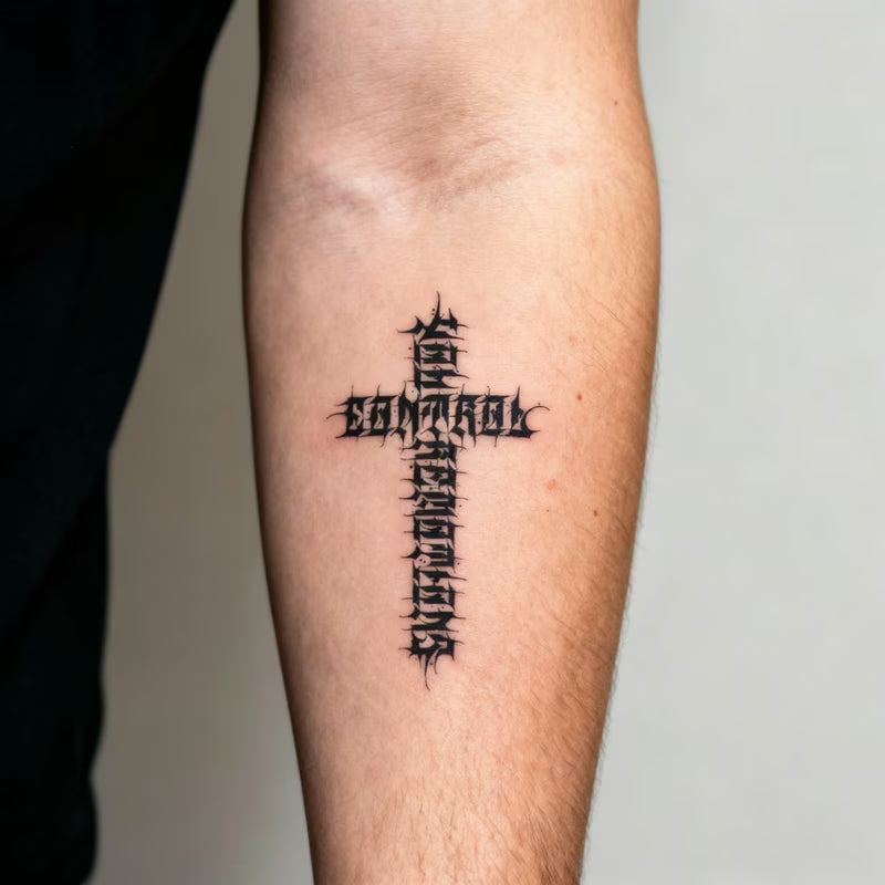 Cross Calligraphy Tattoo