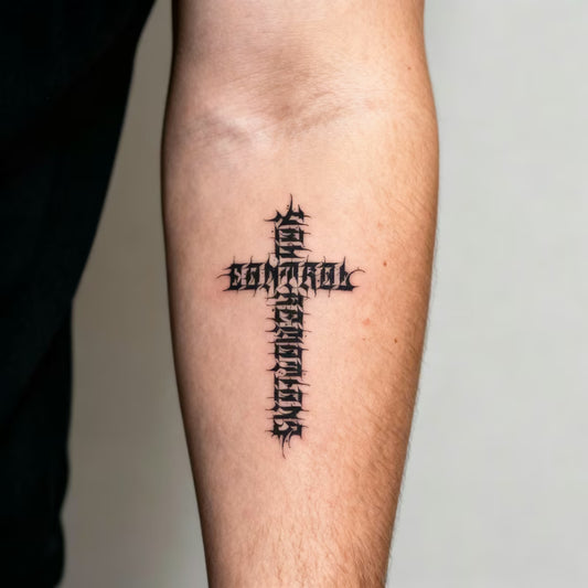 Cross Calligraphy Tattoo