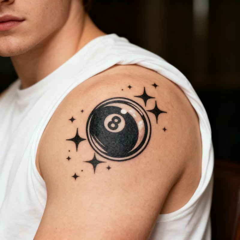 Eight Ball Sparkle Tattoo