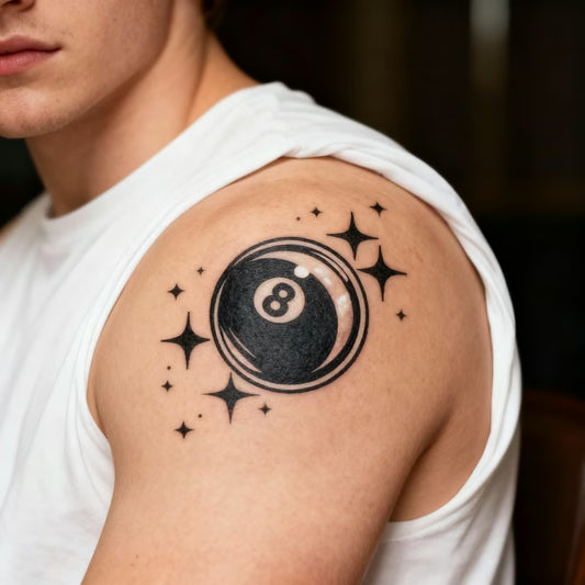Eight Ball Sparkle Tattoo