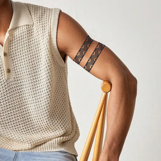 Geometric Blue Pattern Tattoo