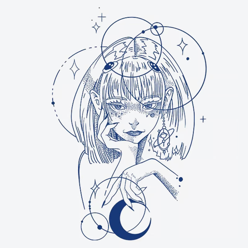 Mystical Woman Moon Tattoo