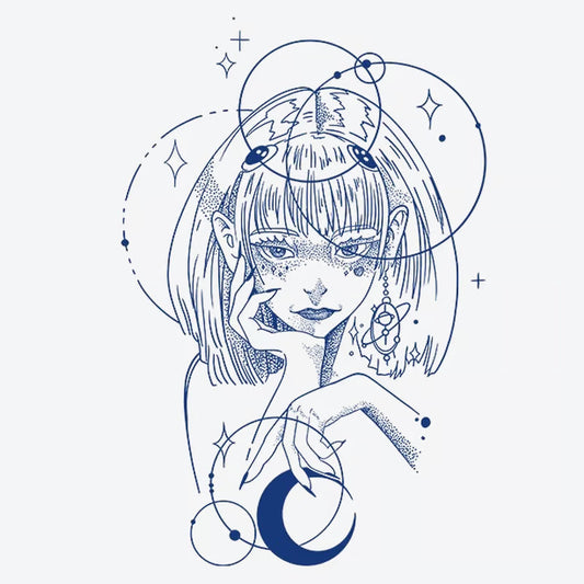 Mystical Woman Moon Tattoo
