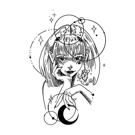 Mystical Woman Moon Tattoo